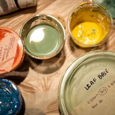 Every colour mixed and labelled on site